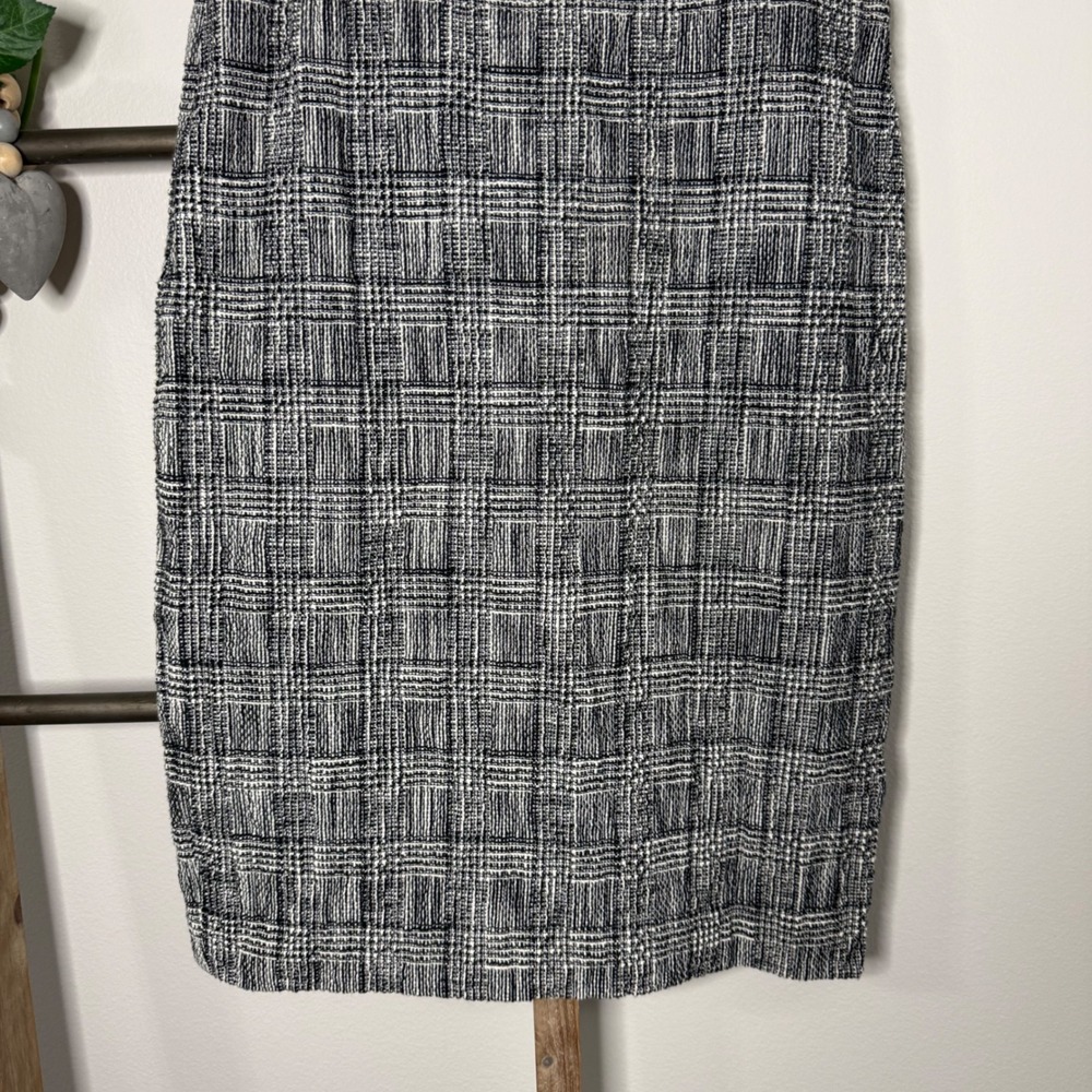 Banana Republic Plaid Pencil Skirt Black White Business Casual Women's Size 10 - Picture 4 of 8